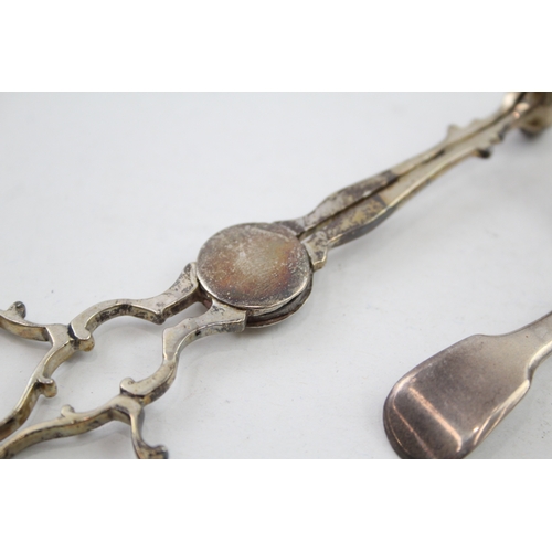 28 - .925 sterling sugar nips & georgian caddy spoon