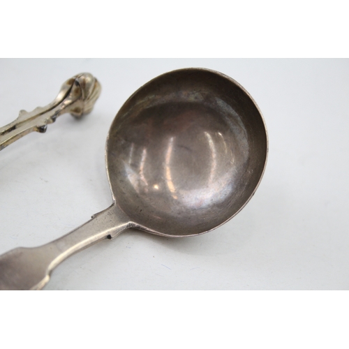 28 - .925 sterling sugar nips & georgian caddy spoon