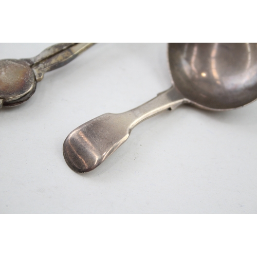 28 - .925 sterling sugar nips & georgian caddy spoon