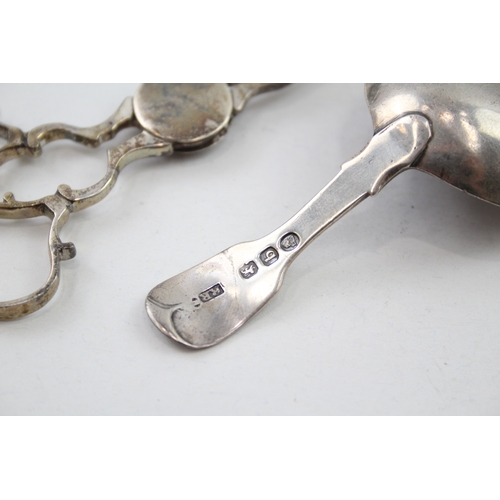 28 - .925 sterling sugar nips & georgian caddy spoon