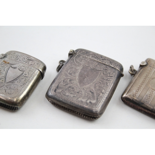 45 - 4 x .925 sterling silver vesta cases & matchbox cover