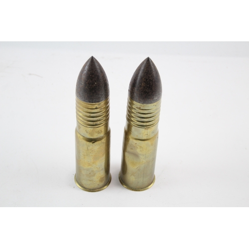 474 - Two Brass Shell Pair Vintage Cast Iron Bullet H: 23cm x 2 2695g