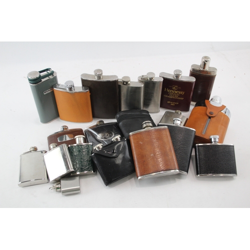 488 - Hip Flasks Real Leather Gambetti Calf Novelty Branding JD Breweriana Etc x 20