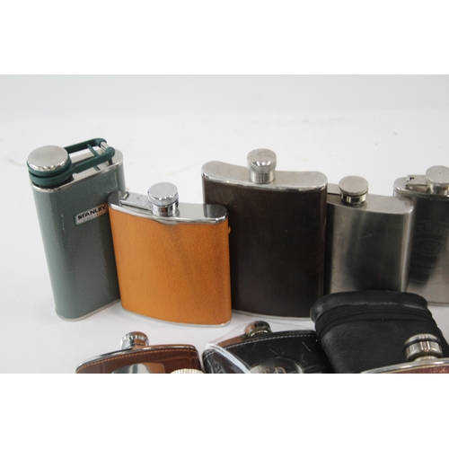 488 - Hip Flasks Real Leather Gambetti Calf Novelty Branding JD Breweriana Etc x 20