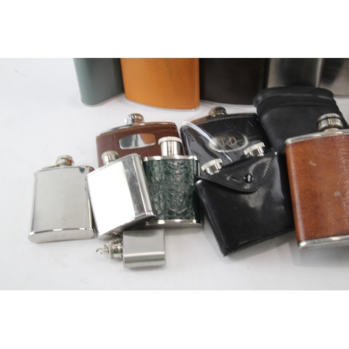 488 - Hip Flasks Real Leather Gambetti Calf Novelty Branding JD Breweriana Etc x 20