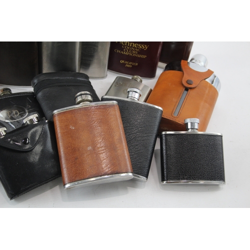 488 - Hip Flasks Real Leather Gambetti Calf Novelty Branding JD Breweriana Etc x 20