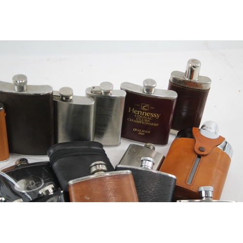 488 - Hip Flasks Real Leather Gambetti Calf Novelty Branding JD Breweriana Etc x 20