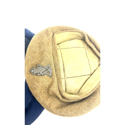 543 - WWII Highlanders side cap, Royal Ulster rifles WW2 hat with  cap badge, Scottish military side cap