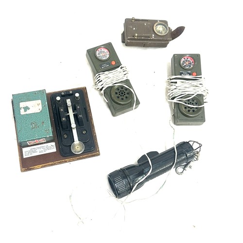 3 - British army morse key trainer, military torches, more code etc, all untested