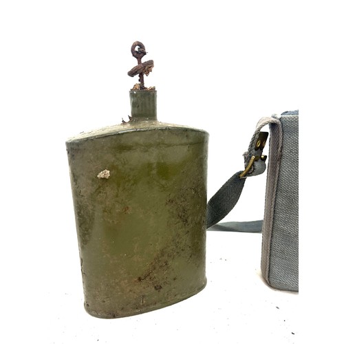 254 - 2, WW2 military water bottle carrier, one has a carry strap