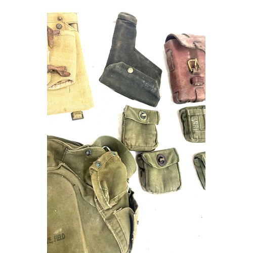 272 - British / US Army issued bags to include hessain map bag, leather pouch, gun holder etc