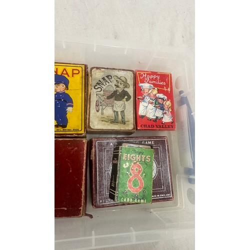 39 - 1940's/60s 11 sets of vintage card games- 3 snap, Tarot Junior, Whot, Happy Families, Crazy eights, ... 