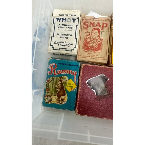 39 - 1940's/60s 11 sets of vintage card games- 3 snap, Tarot Junior, Whot, Happy Families, Crazy eights, ... 