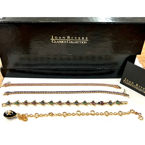 520A - Selection of 4 boxed Joan Rivers stone set bracelets, to include tennis bracelets all with COA