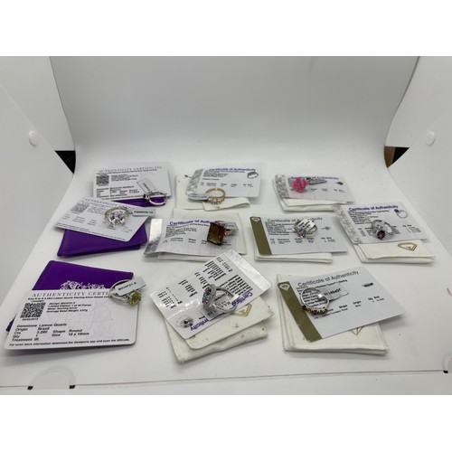 535 - Selection of Ten silver Ladies Gemporia rings With dust bags and COAs