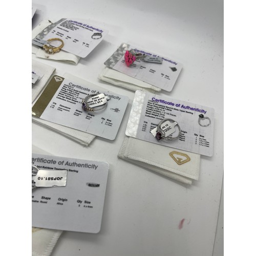 535 - Selection of Ten silver Ladies Gemporia rings With dust bags and COAs