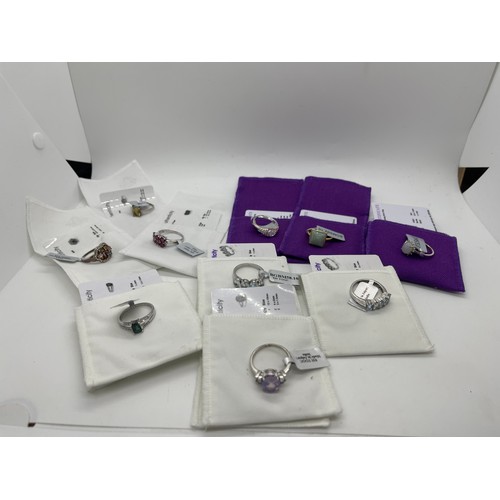 531 - Selection of Ten silver Ladies Gemporia rings With dust bags and COAs