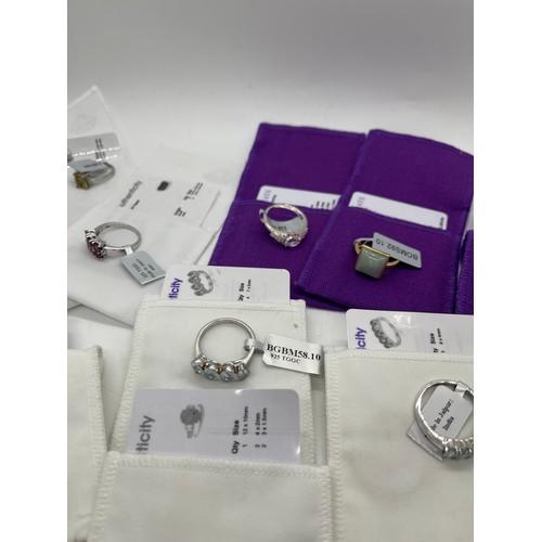 531 - Selection of Ten silver Ladies Gemporia rings With dust bags and COAs