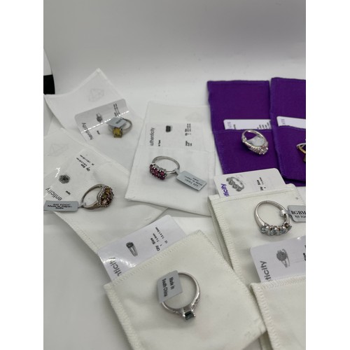 531 - Selection of Ten silver Ladies Gemporia rings With dust bags and COAs