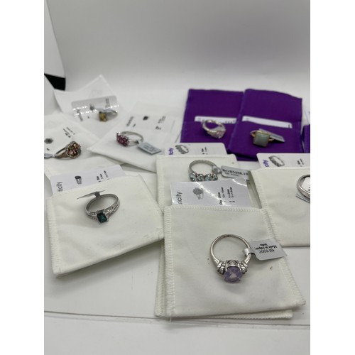 531 - Selection of Ten silver Ladies Gemporia rings With dust bags and COAs