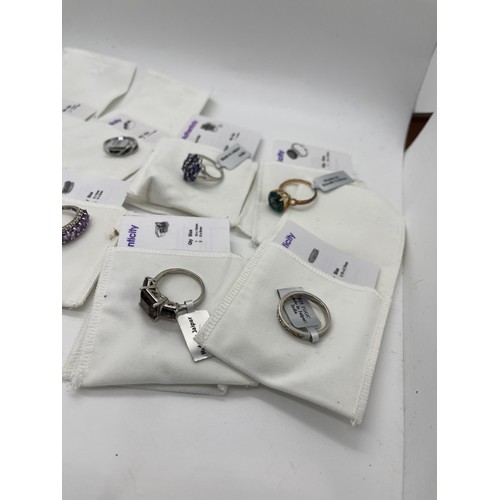 540 - Selection of Ten silver Ladies Gemporia rings With dust bags and COAs