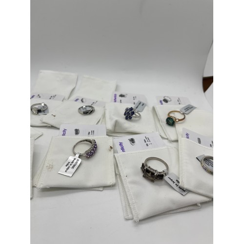 540 - Selection of Ten silver Ladies Gemporia rings With dust bags and COAs