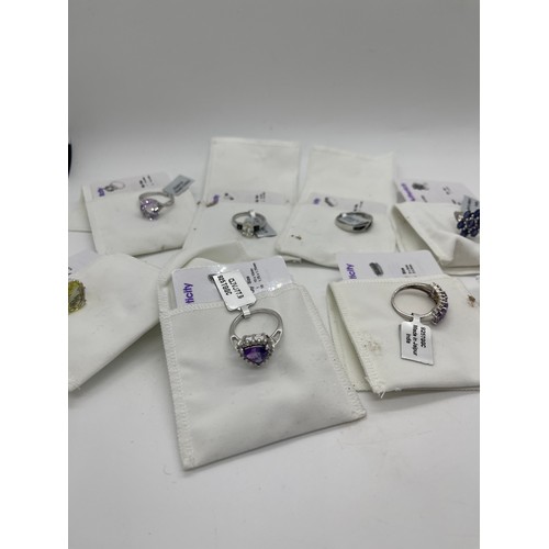 540 - Selection of Ten silver Ladies Gemporia rings With dust bags and COAs