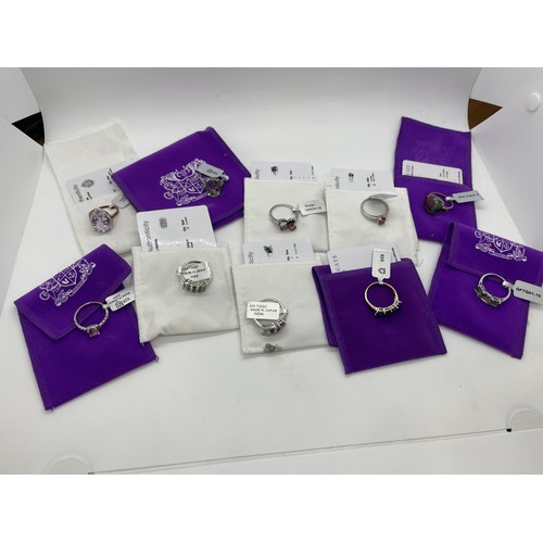 537 - Selection of Ten silver Ladies Gemporia rings With dust bags and COAs