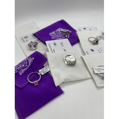 537 - Selection of Ten silver Ladies Gemporia rings With dust bags and COAs