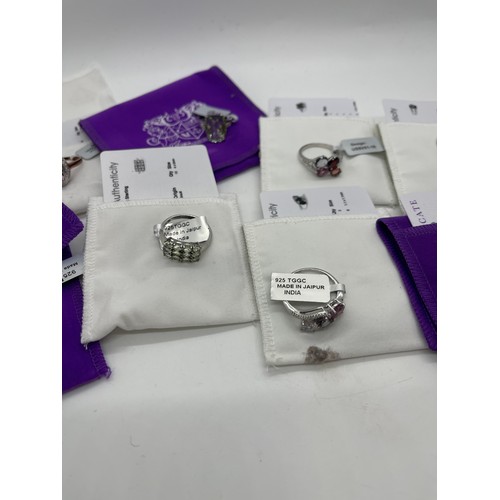 537 - Selection of Ten silver Ladies Gemporia rings With dust bags and COAs