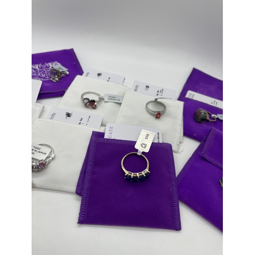 537 - Selection of Ten silver Ladies Gemporia rings With dust bags and COAs