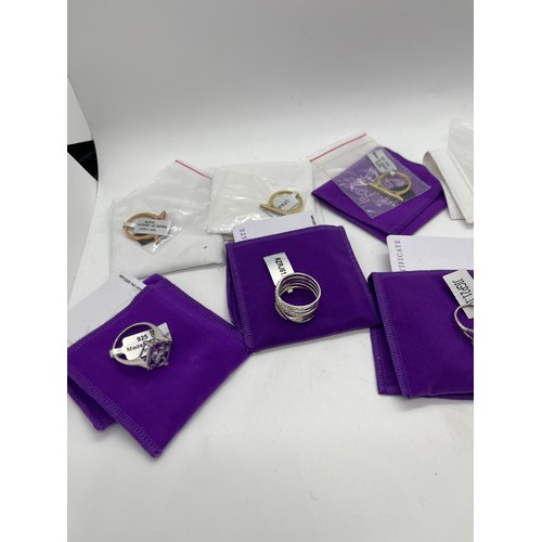 530 - Selection of Ten silver Ladies Gemporia rings With dust bags and COAs