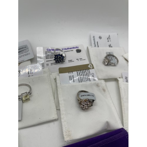 532 - Selection of Ten silver Ladies Gemporia rings With dust bags and COAs