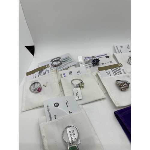 532 - Selection of Ten silver Ladies Gemporia rings With dust bags and COAs