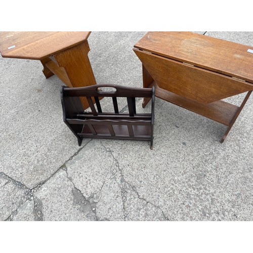 292 - Pair drop leaf tables and a magazine rack