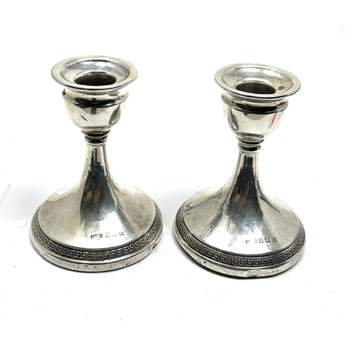 3 - Pir of vintage silver candlesticks height 9.7cm