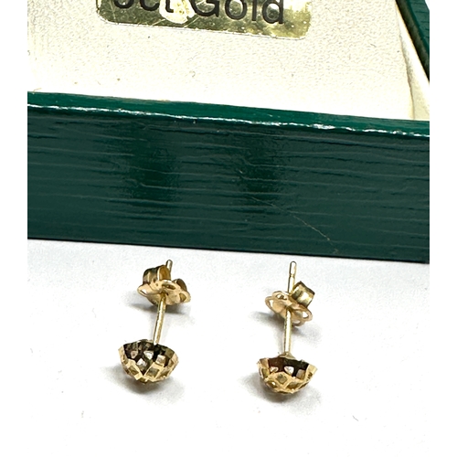 69 - Boxed 9ct gold white stone earrings