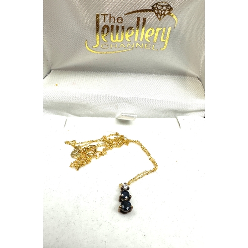 75 - Boxed 10ct gold sapphire pendant necklace weight 1.3g