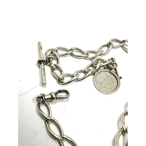 12 - Antique silver albert watch chain & coin fob weight 30g