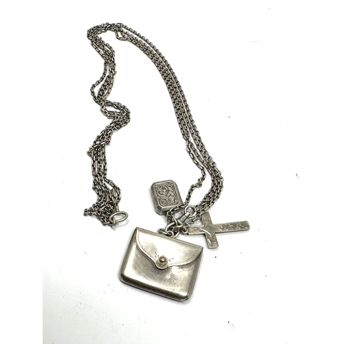 15 - Antique silver chain with stamp holder etc weight 27g