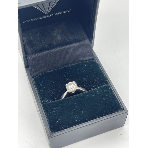 390 - 18ct white gold solitare diamond ring approx 1.2 ct UK size N approx weight 4.1 gams