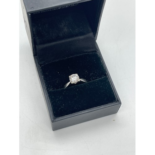 390 - 18ct white gold solitare diamond ring approx 1.2 ct UK size N approx weight 4.1 gams