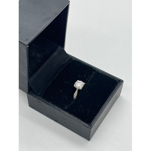 390 - 18ct white gold solitare diamond ring approx 1.2 ct UK size N approx weight 4.1 gams