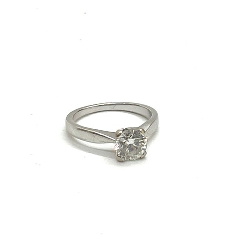 390 - 18ct white gold solitare diamond ring approx 1.2 ct UK size N approx weight 4.1 gams