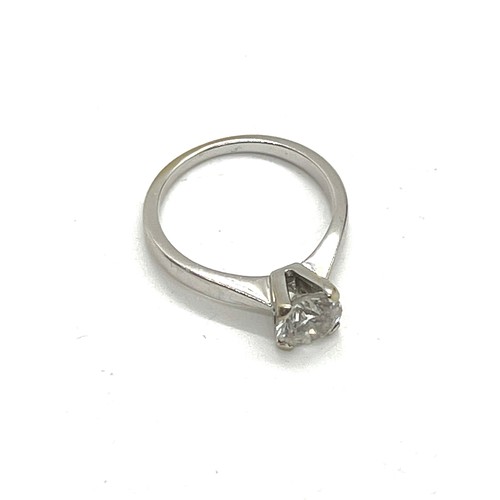 390 - 18ct white gold solitare diamond ring approx 1.2 ct UK size N approx weight 4.1 gams