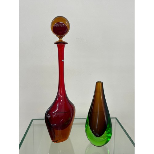 258A - Flavio Poli for Seguso murano glass decanter circa 1960's MCM mid century height approx 44 cm 
Vase ... 