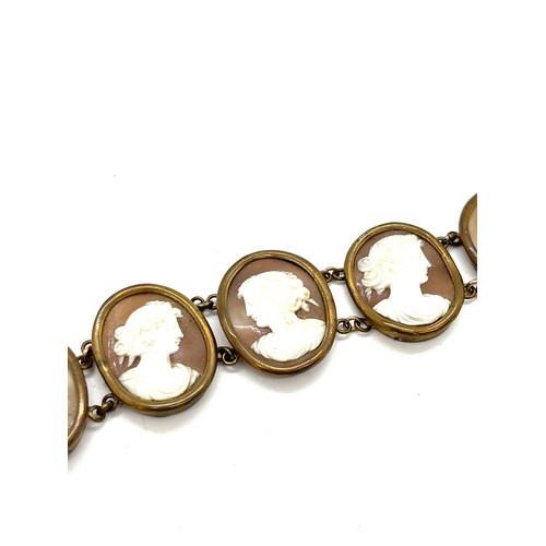 404 - Large antique Victorian cameo bracelet individual panel measures approx 3 cm x 2.5 cm total length 1... 