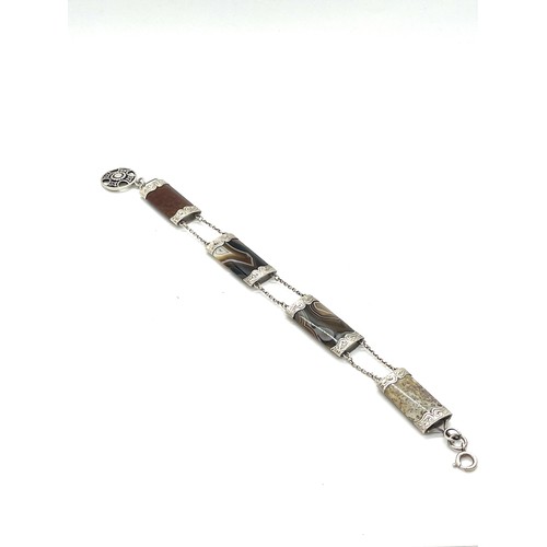 380 - Vintage Scottish silver and agate bracelet. Makers mark Iona John Hart. length 21.5 cm in excellent ... 