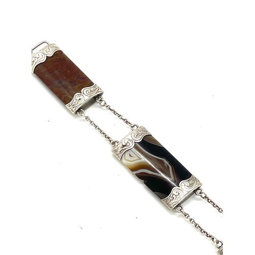 380 - Vintage Scottish silver and agate bracelet. Makers mark Iona John Hart. length 21.5 cm in excellent ... 