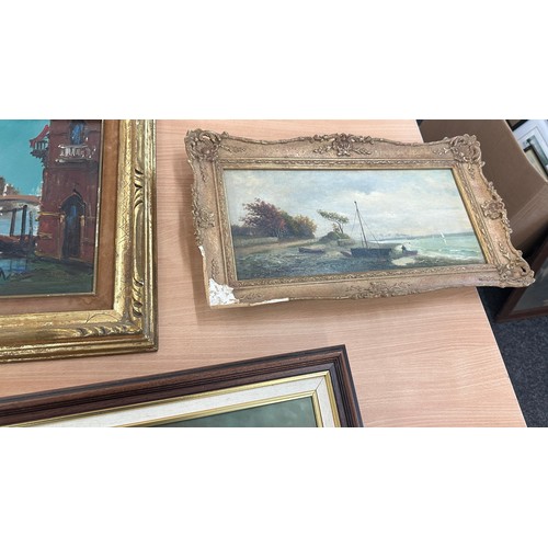 69 - Three paintings two in gilt frames largest measures approx 20 inches wide by 17 deep